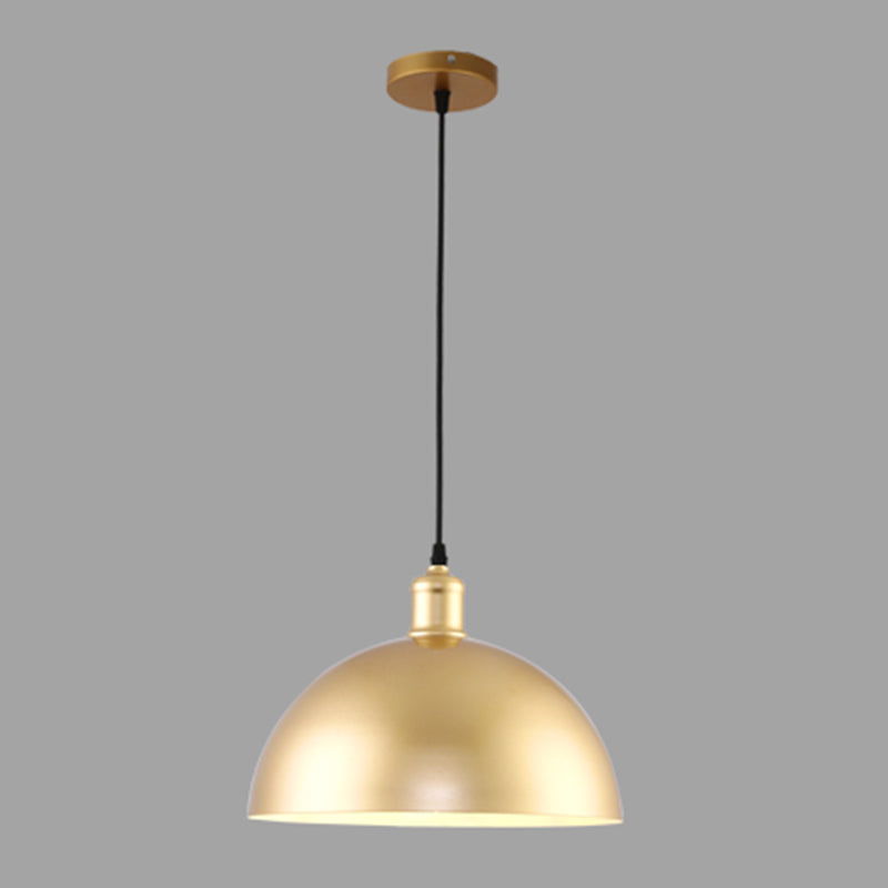 1-Light Suspension Light Fixture Industrial Restaurant Pendant Lamp with Geometric Metal Shade in Gold