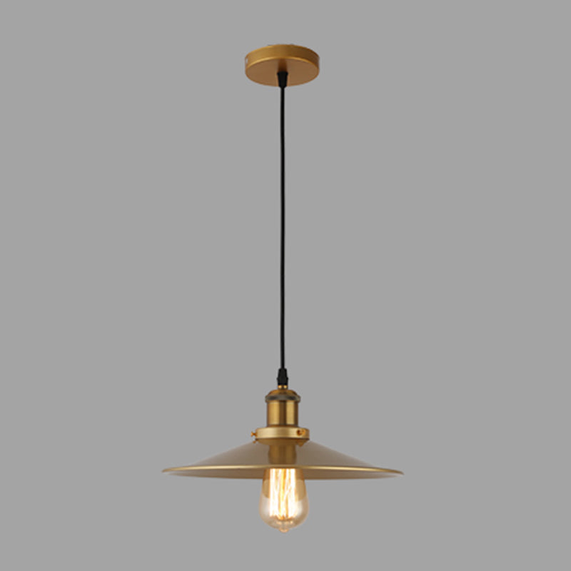 1-Light Suspension Light Fixture Industrial Restaurant Pendant Lamp with Geometric Metal Shade in Gold