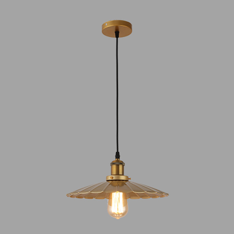 1-Light Suspension Light Fixture Industrial Restaurant Pendant Lamp with Geometric Metal Shade in Gold