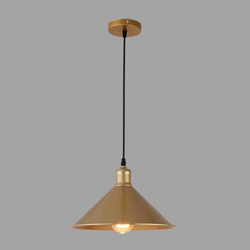 1-Light Suspension Light Fixture Industrial Restaurant Pendant Lamp with Geometric Metal Shade in Gold