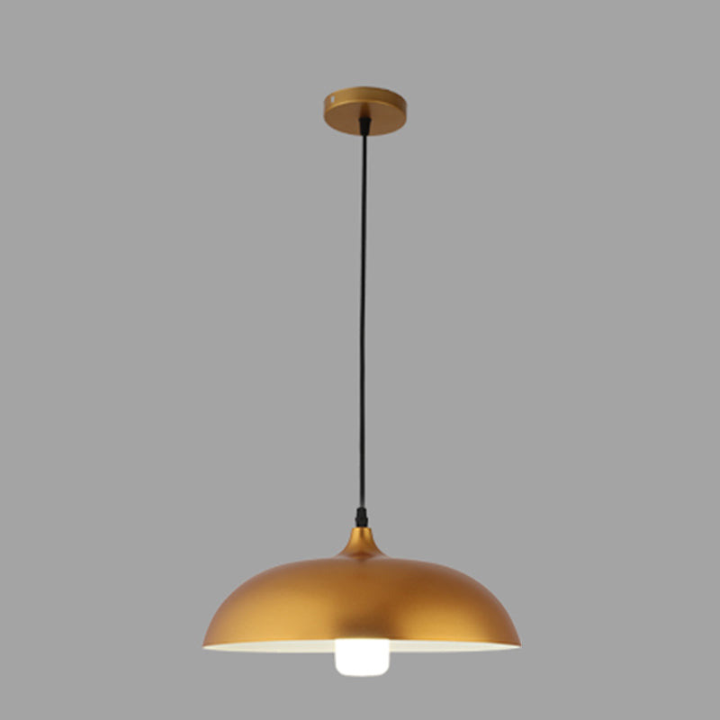 1-Light Suspension Light Fixture Industrial Restaurant Pendant Lamp with Geometric Metal Shade in Gold