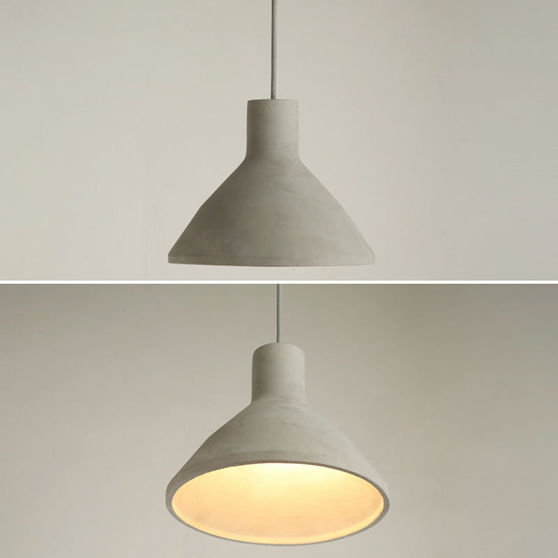 Cement Shaded Suspension Lighting Nordic 1 Head Grey Pendant Light for Dining Room