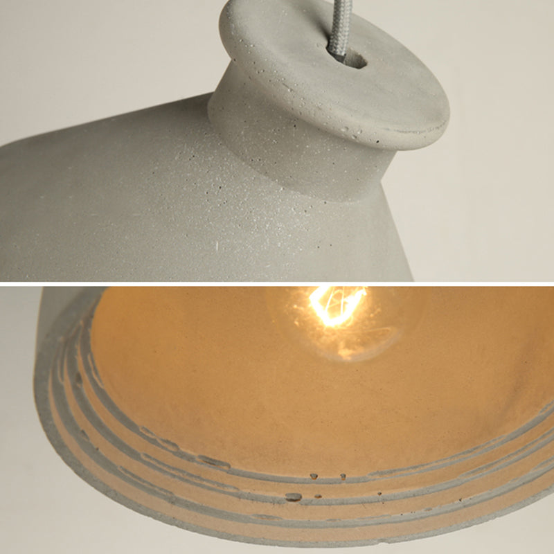 Cement Shaded Suspension Lighting Nordic 1 Head Grey Pendant Light for Dining Room