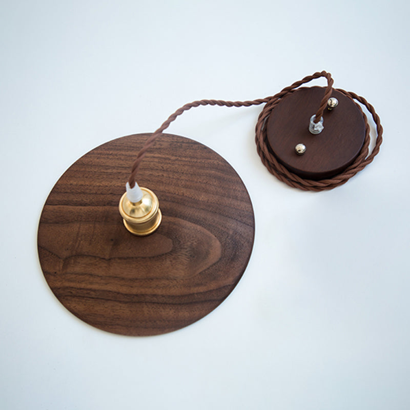 Flying Saucer Wooden Hanging Lighting Nordic 1 Bulb Pendant Light for Dining Room