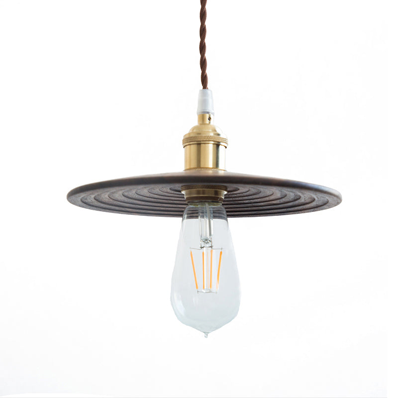 Flying Saucer Wooden Hanging Lighting Nordic 1 Bulb Pendant Light for Dining Room