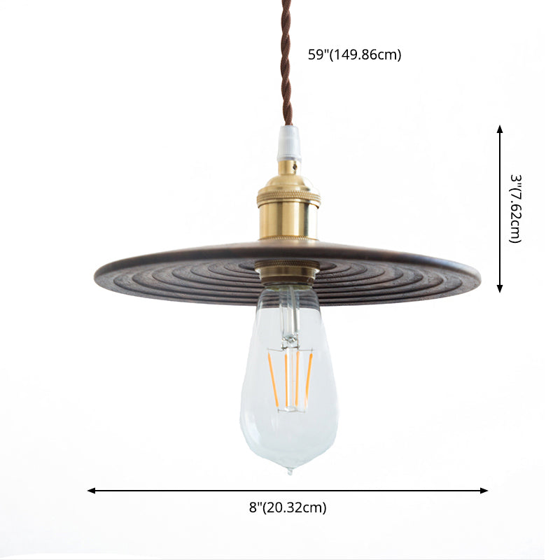 Flying Saucer Wooden Hanging Lighting Nordic 1 Bulb Pendant Light for Dining Room