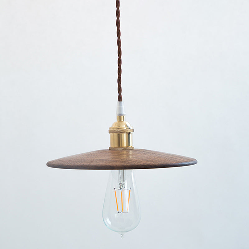 Flying Saucer Wooden Hanging Lighting Nordic 1 Bulb Pendant Light for Dining Room