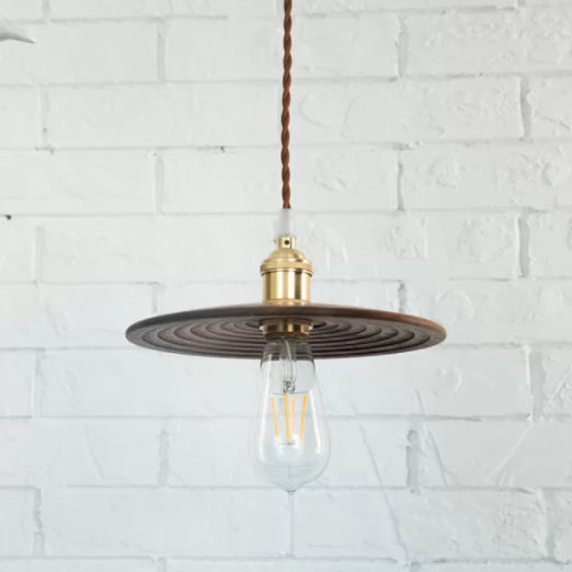 Flying Saucer Wooden Hanging Lighting Nordic 1 Bulb Pendant Light for Dining Room