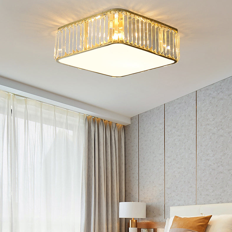 Plafonnier LED carré en cristal, plafonnier en fer forgé de Style concis et moderne pour le salon