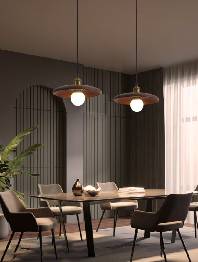 Minimalistische stijl hanglampverlichting Cirkel Cirkel Paar Lichtkit met houten schaduw