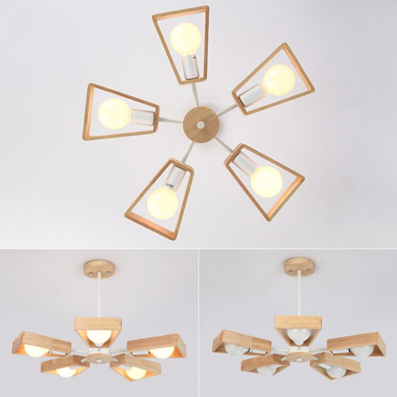 Sputnik Chandelier Light Fixture Nordic Style Wooden Chandelier Lighting Fixture