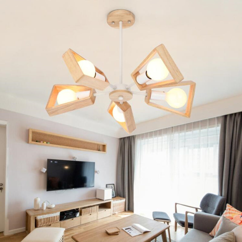 Sputnik Chandelier Light Fixture Nordic Style Wooden Chandelier Lighting Fixture