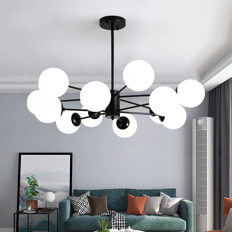 Modern Simplicity Round Ceiling Chandelier Milk Glass Hanging Light for Living Room