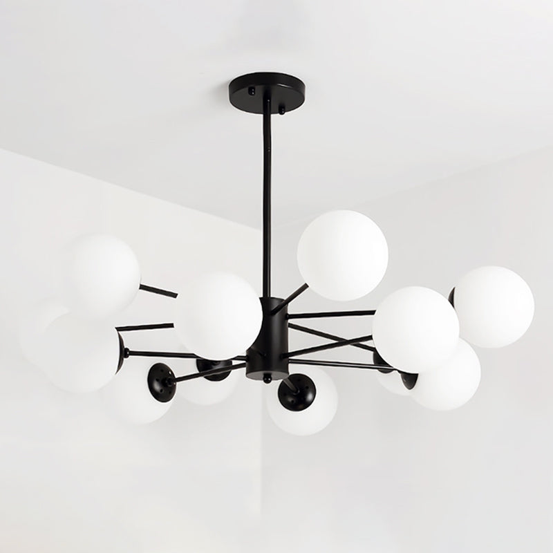 Modern Simplicity Round Ceiling Chandelier Milk Glass Hanging Light for Living Room