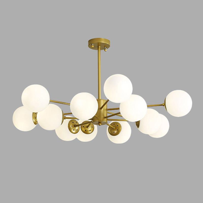 Modern Simplicity Round Ceiling Chandelier Milk Glass Hanging Light for Living Room