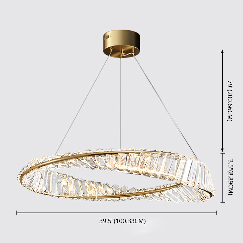 Crystal Gold Pendant Light Circle Contemporary LED Ceiling Light for Living Room