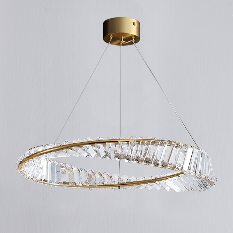 Crystal Gold Pendant Light Circle Contemporary LED Ceiling Light for Living Room