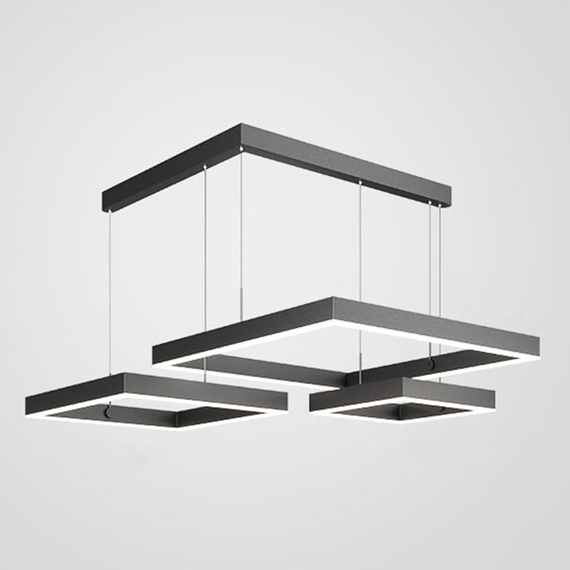 Eigentijdse drievoudige LED-hangende plafondlampen zwarte aluminium hanger kroonluchter voor woonkamer
