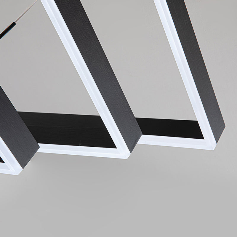 Eigentijdse drievoudige LED-hangende plafondlampen zwarte aluminium hanger kroonluchter voor woonkamer