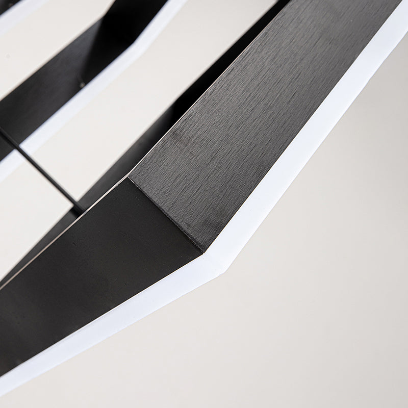 Contemporary 3-Tier LED Hanging Ceiling Lights Black Aluminum Pendant Chandelier for Living Room