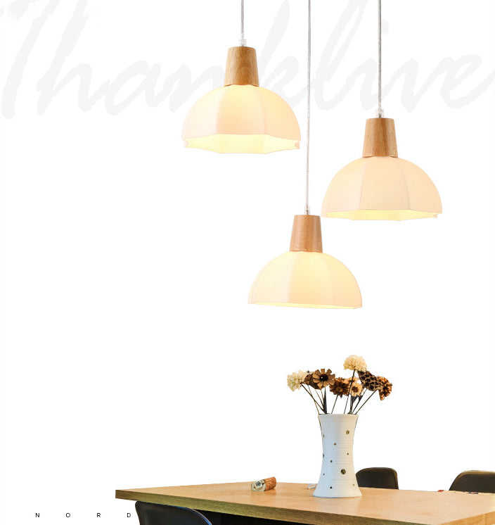 Noordse stijl cirkel hanglamp lamp armatuur houten eetkamer hanger plafondlicht