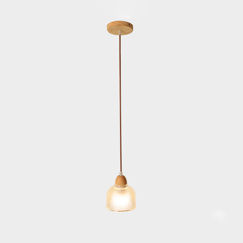 Nordic Shaded Pendant Lighting Fixture Wooden Bedroom Hanging Light Fixture in Wood