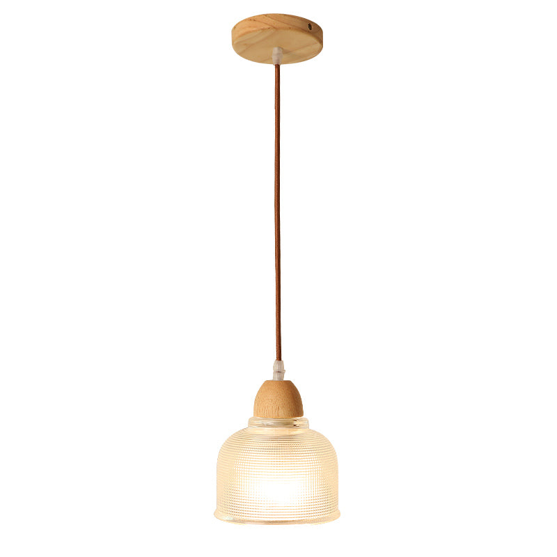 Nordic Shaded Pendant Lighting Fixture Wooden Bedroom Hanging Light Fixture in Wood