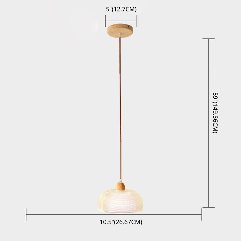 Nordic Shaded Pendant Lighting Fixture Wooden Bedroom Hanging Light Fixture in Wood