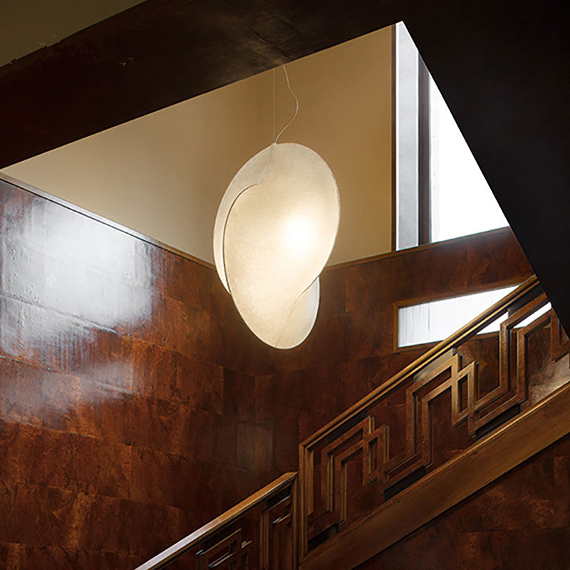 Gearceerde suspensie hanglamp moderne stijl stof eetkamer hanger lamp in het wit in wit