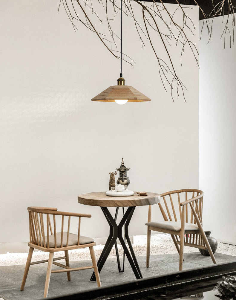 Accesorio de iluminación colgante sombreada de madera Luz de techo de estilo moderno para sala de estar
