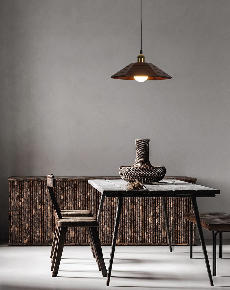 Accesorio de iluminación colgante sombreada de madera Luz de techo de estilo moderno para sala de estar
