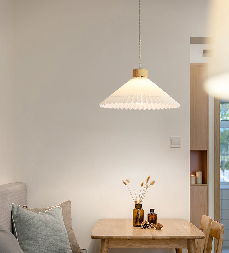 Wood Tapered Suspension Pendant Light Nordic Style Wooden Pendant Lighting Fixture