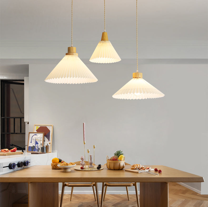 Wood Tapered Suspension Pendant Light Nordic Style Wooden Pendant Lighting Fixture