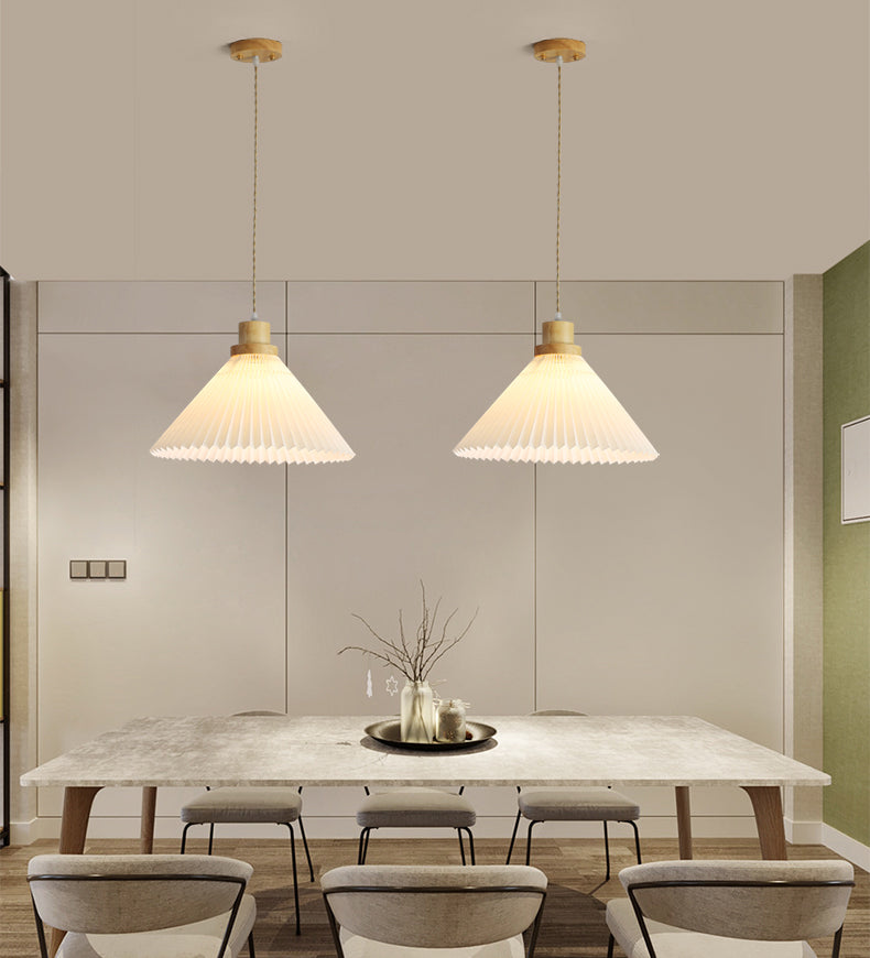Wood Tapered Suspension Pendant Light Nordic Style Wooden Pendant Lighting Fixture