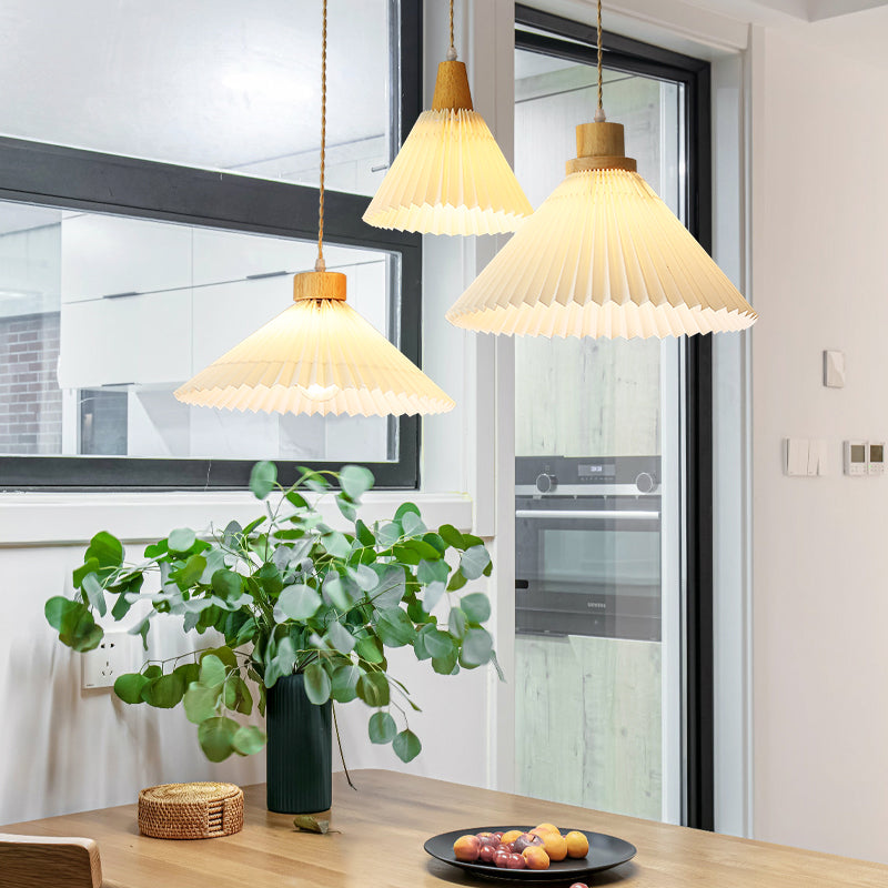 Wood Tapered Suspension Pendant Light Nordic Style Wooden Pendant Lighting Fixture