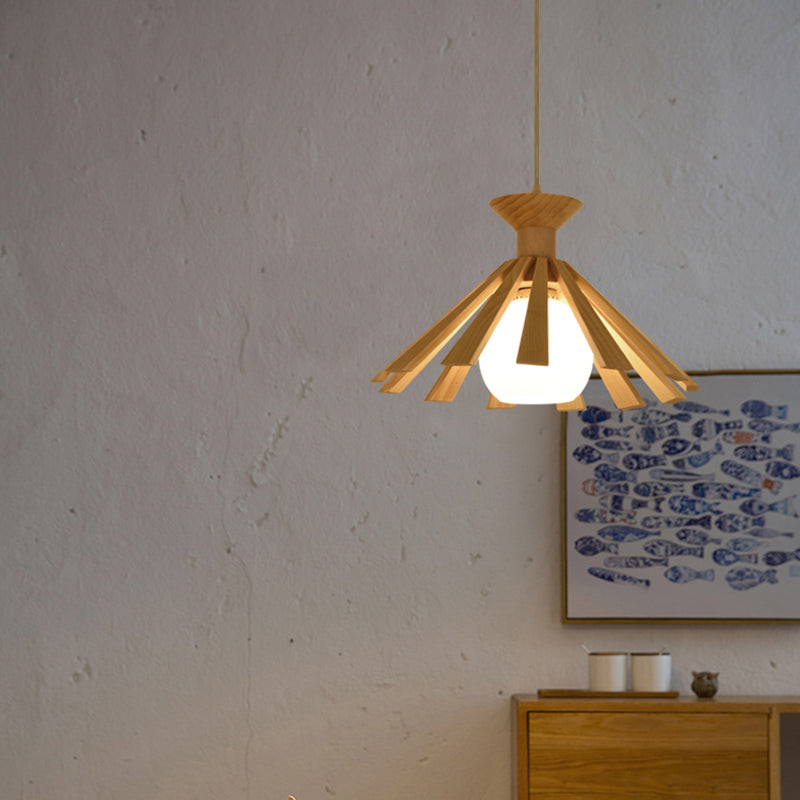 Kegelvormige eetkamer hangend plafondlicht houten Noordse stijl hanglamp lamp in hout in hout