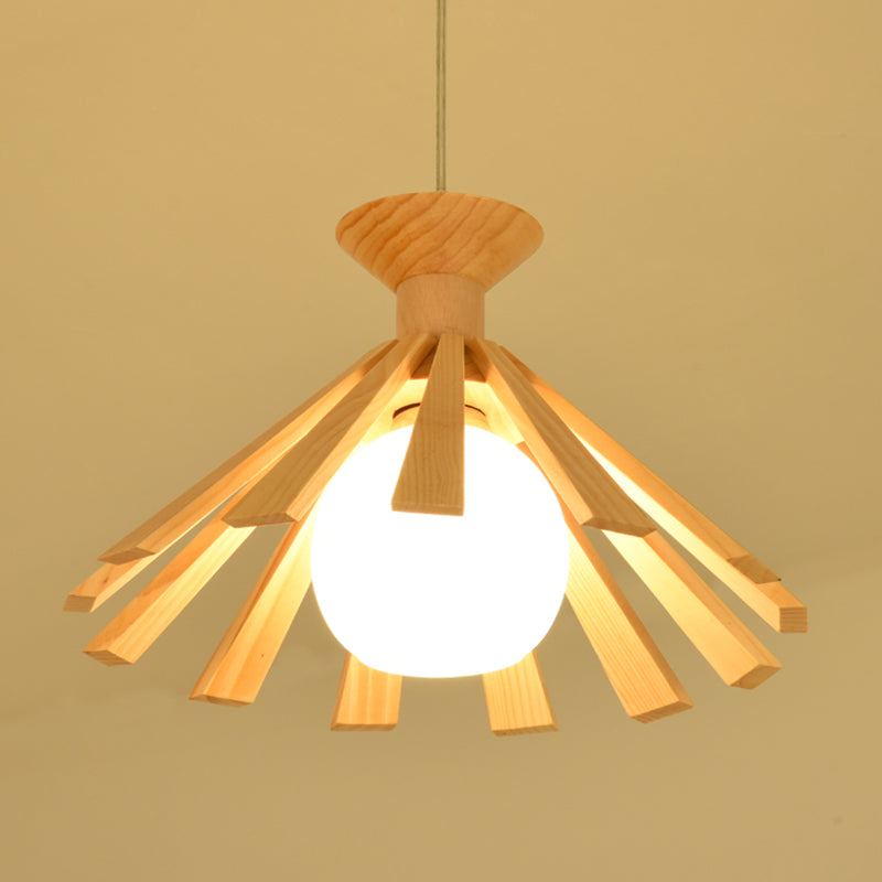 Kegelvormige eetkamer hangend plafondlicht houten Noordse stijl hanglamp lamp in hout in hout