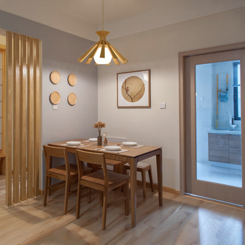 Kegelvormige eetkamer hangend plafondlicht houten Noordse stijl hanglamp lamp in hout in hout