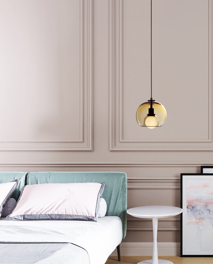 1-Ligth Clear Glass Pendant Lighting Fixtures Minimalism Ceiling Pendant for Dining Room