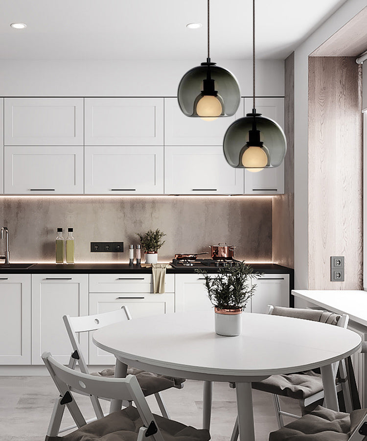 1-Ligth Clear Glass Pendant Lighting Fixtures Minimalism Ceiling Pendant for Dining Room