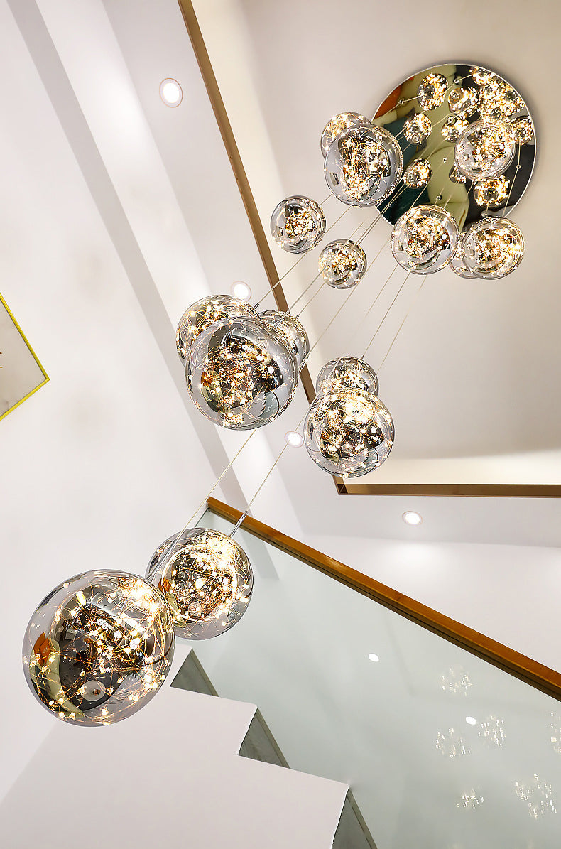 Modern Cascade Pendant Pure Glass Light Foyer Light Indoor Lighting