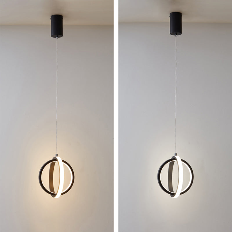 Zwarte eenvoud Circle Hanglight Kit Metaal 1-licht plafondlampje voor slaapkamer