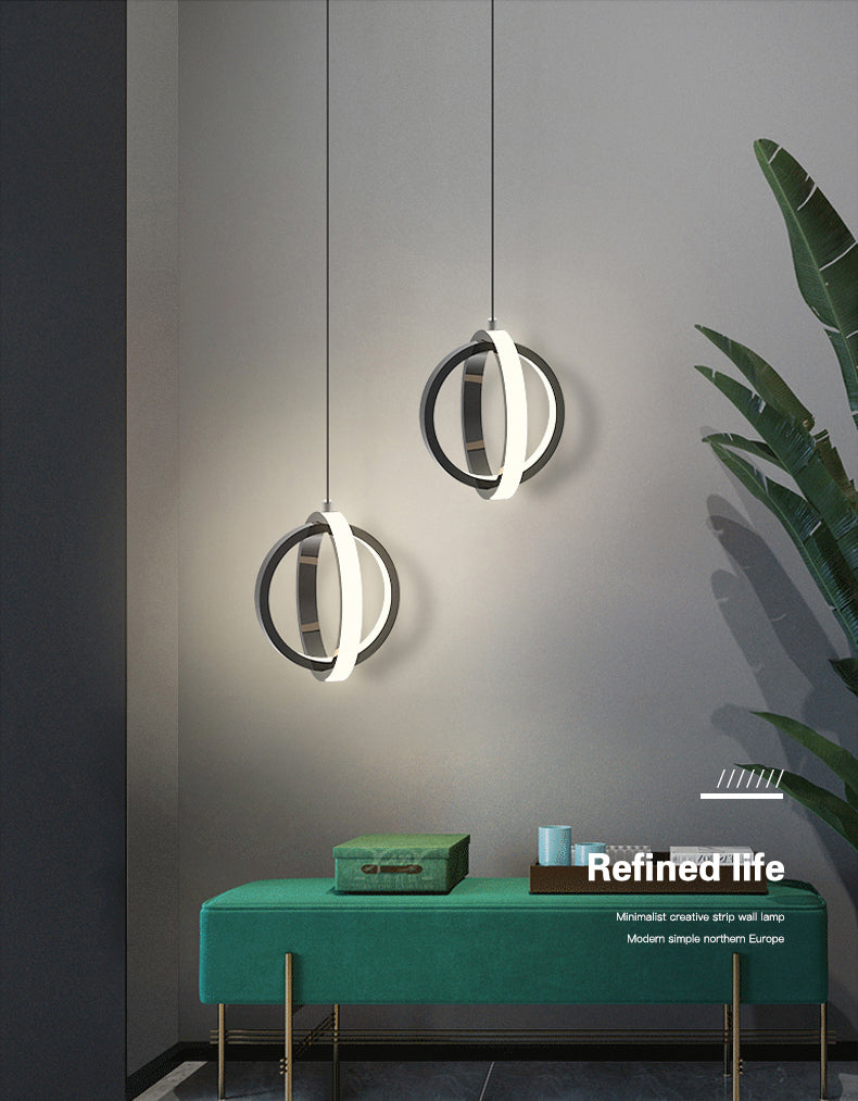 Zwarte eenvoud Circle Hanglight Kit Metaal 1-licht plafondlampje voor slaapkamer