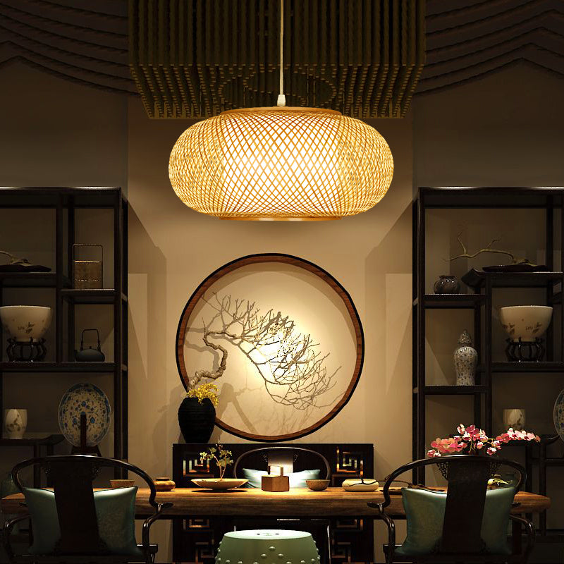 Lampada del soffitto a sospensione a sospensione in bambù in stile giapponese per soggiorno per soggiorno