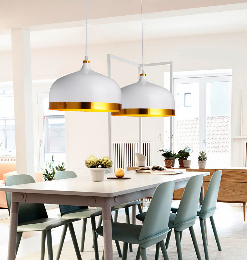 Postmodern Dome Shade Pendant Lamp Metal 1-Light Dining Room Hanging Light Fixture