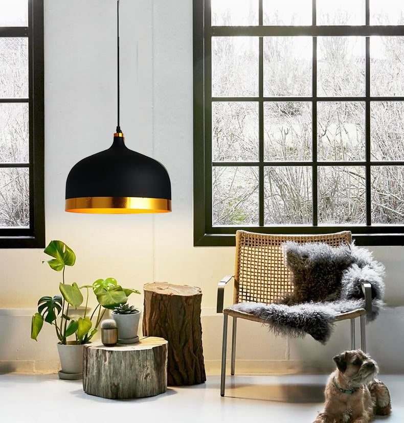 Postmodern Dome Shade Pendant Lamp Metal 1-Light Dining Room Hanging Light Fixture