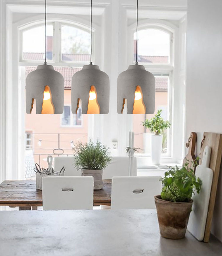 Graues modernes Zementpendel Licht 1 Lichthänge Deckenleuchte für Esszimmer