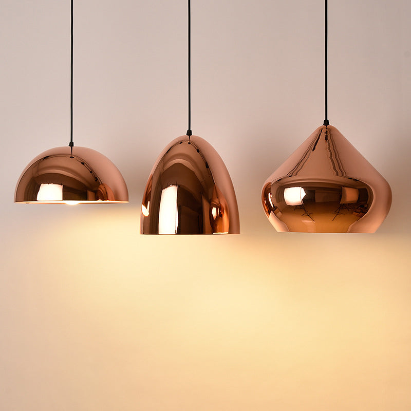 Postmoderne 1-Licht-Hanglampe Roségold geometrischer Anhänger Licht mit Metallschatten