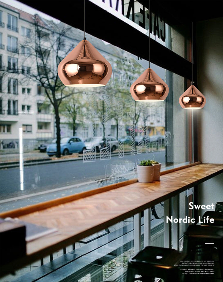 Postmoderne 1-Licht-Hanglampe Roségold geometrischer Anhänger Licht mit Metallschatten