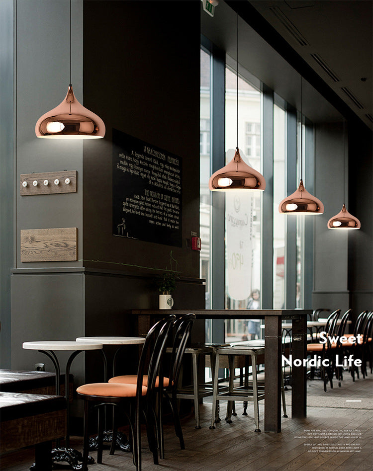 Postmoderne 1-Licht-Hanglampe Roségold geometrischer Anhänger Licht mit Metallschatten